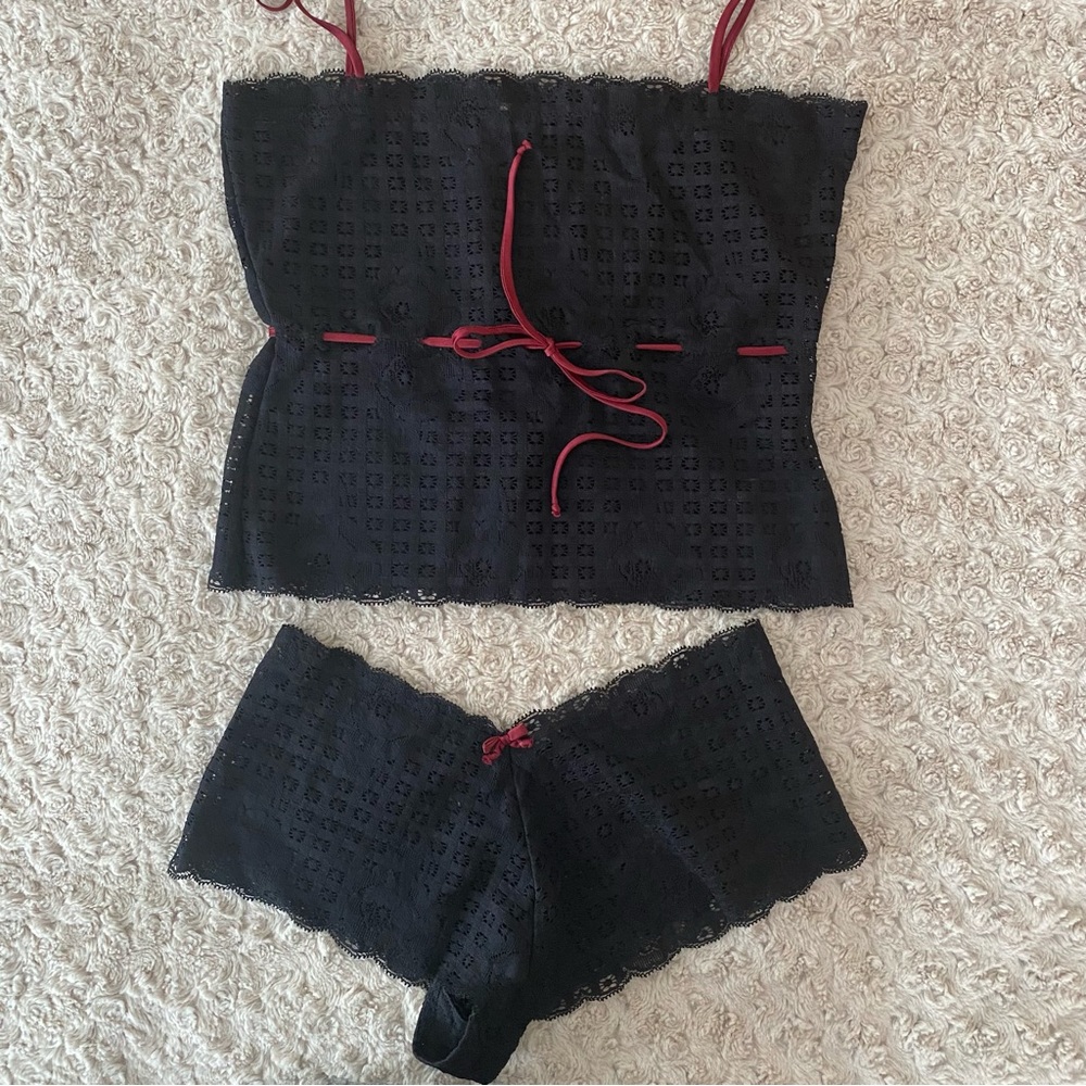 Leigh Bantivoglio French Lace Camisole Top Cami and Boy Short Set NWOT